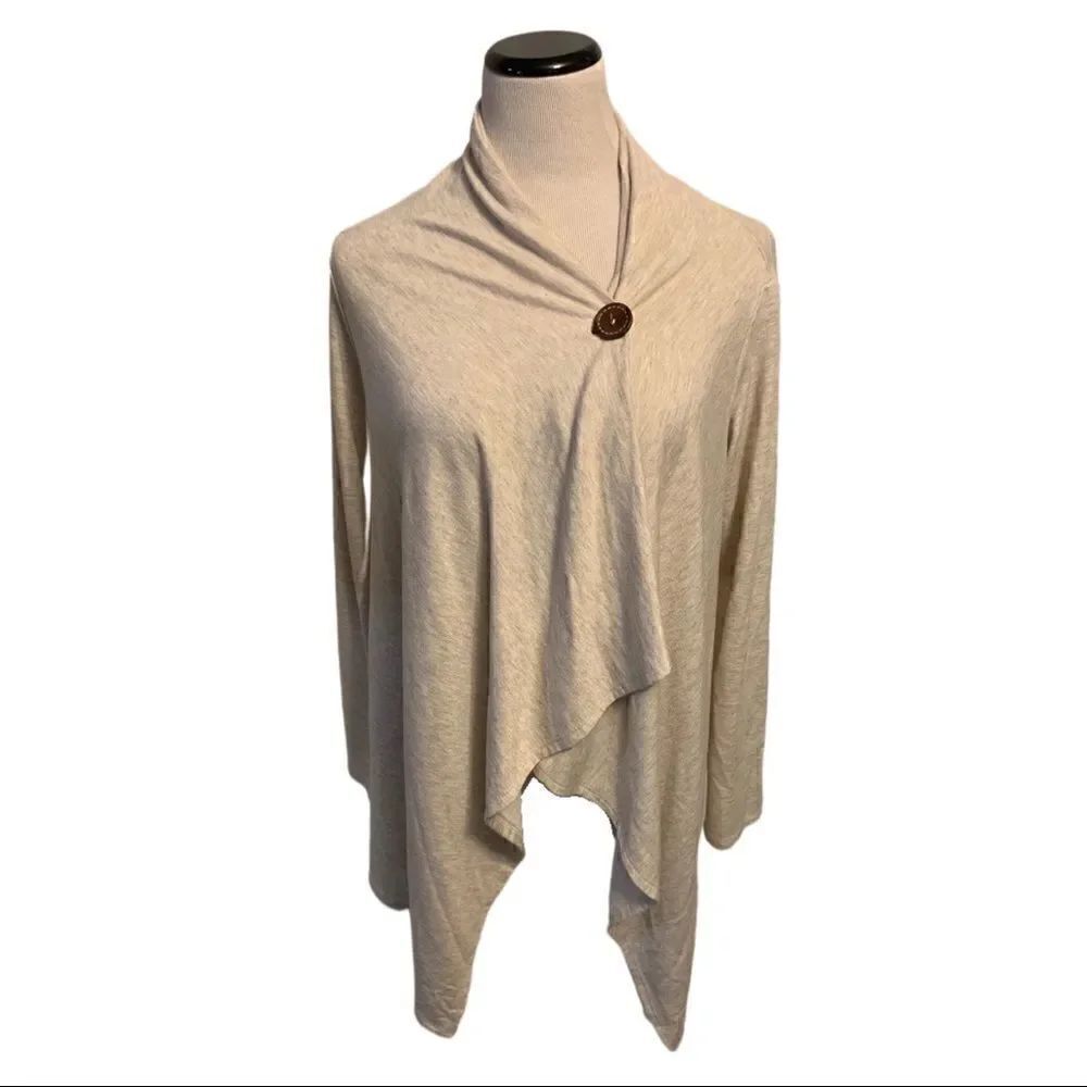 Bobeau One Button Cardigan With Cascade Lapel Sz M